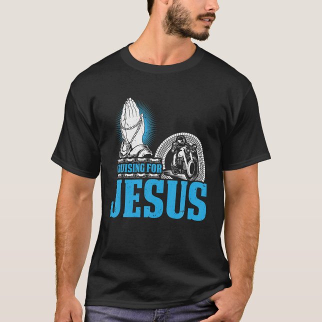 T-shirt Christian Motorcycle Biker Croisière Pour Jesus Fa (Devant)