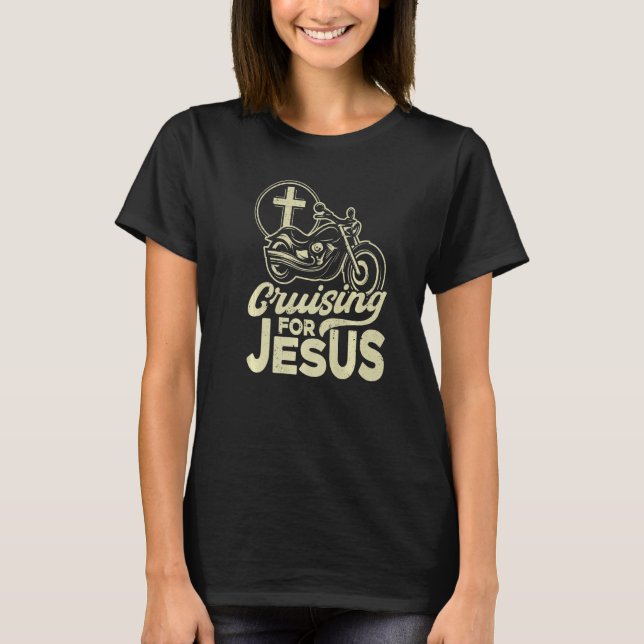 T-shirt Christian Motorcycle Biker Croisière Pour Jesus Fa (Devant)