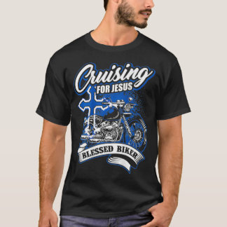 T-shirt Christian Motorcycle Shirt Cross God Blessed Biker