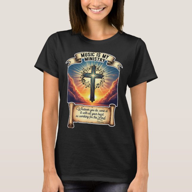 T-shirt Christian Musician Music Is My Ministry Teacher Je (Devant)