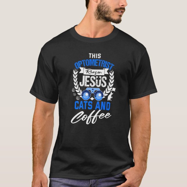 T-shirt Christian Optometris Chat Jesus Optométrie café (Devant)