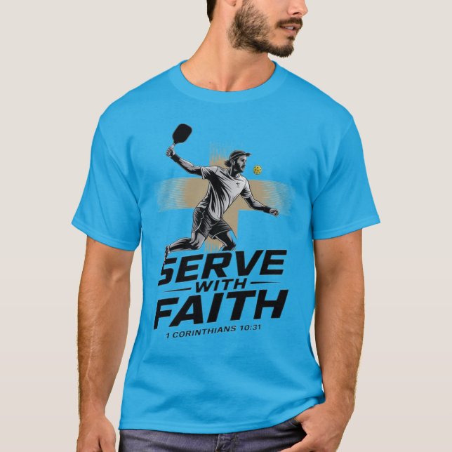 T-Shirt Christian Pickleball Servir avec foi (Devant)