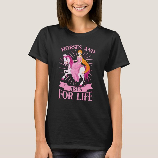 T-shirt Christian Prayer Horses And Jesus God Believers Ki (Devant)