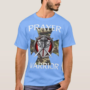T-shirt Christian Prayer Warrior Green Camo Cross Religiou