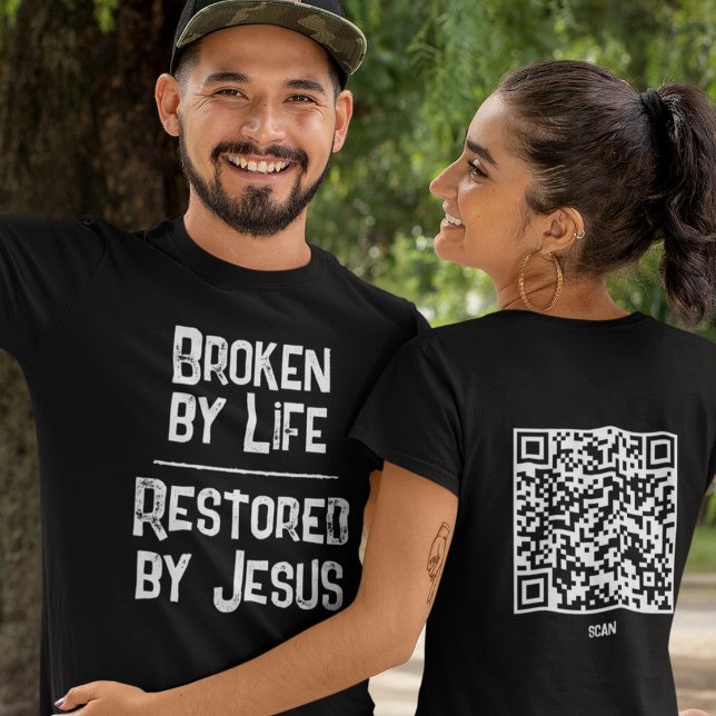 T-shirt Christian QR Code Broken By Life Restored By Jesus (Créateur téléchargé)
