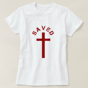 T-shirt Christian Saved Croix rouge et conception de texte