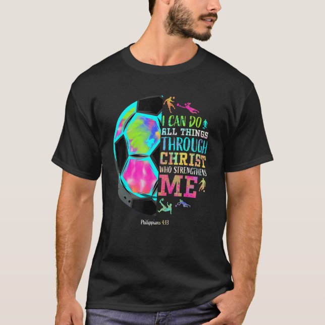 T-shirt Christian Soccer Love All Things I Can Do Through  (Devant)