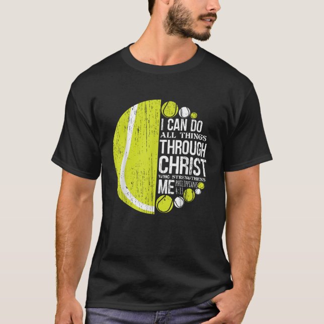 T-shirt Christian Tennis Philippians 4 13 Cadeau Pour Homm (Devant)