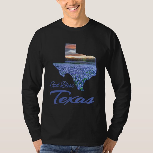 T-shirt Christian, Texas Bluebonnet State Pride, God Bless (Devant)