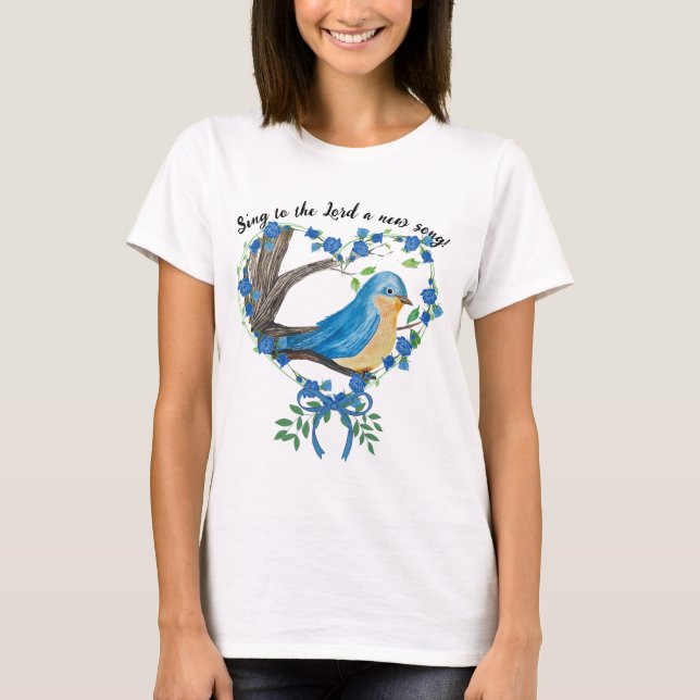 T-shirt Christian Watercolor Bluebird (Devant)