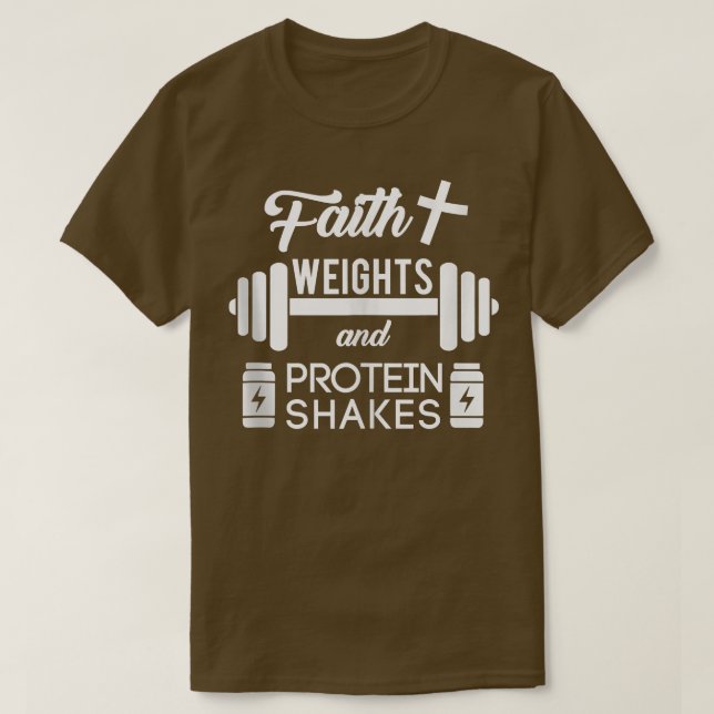 T-shirt Christian Workit Faith Weigths Protein Shakes (Design devant)