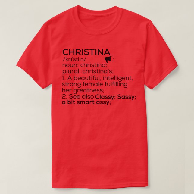 T-shirt Christina Nom Définition Christina Nom Femme (Design devant)