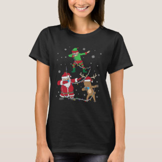 T-shirt Christmas 2020 Dabbing Santa Elf Reindeer Face Mas