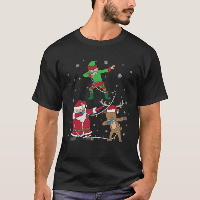 T-shirt Christmas 2020 Dabbing Santa Elf Reindeer Face Mas (Devant)