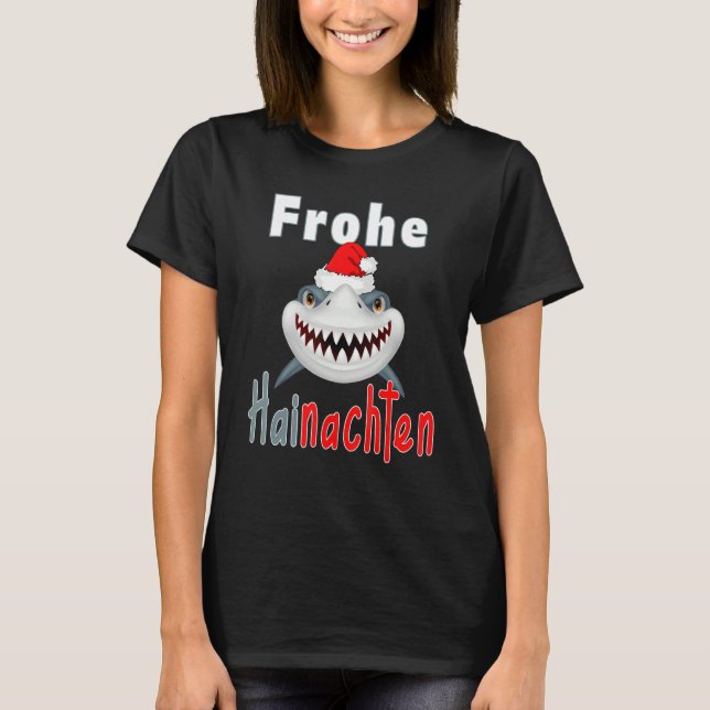 T-shirt Christmas 2021 Merry Hainachten Grinsender Shark (Devant)