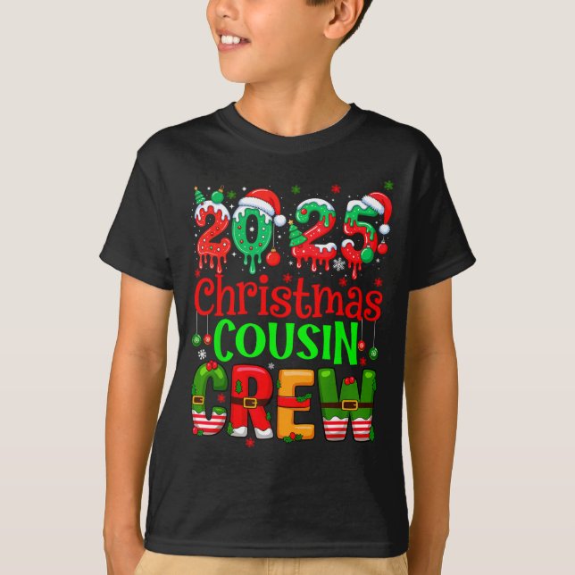 T-shirt Christmas 2025 Cousin Crew Santa Hat Men Women Kid (Devant)