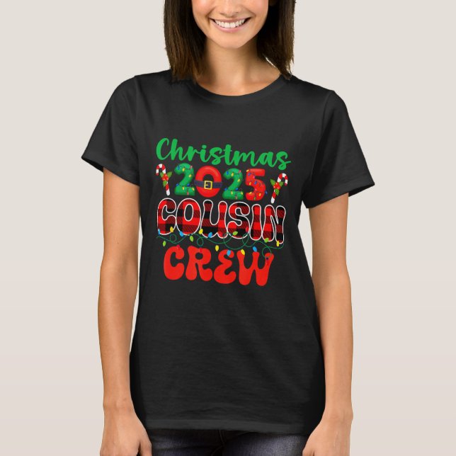 T-shirt Christmas 2025 Cousin Crew Xmas Lights Family Reun (Devant)