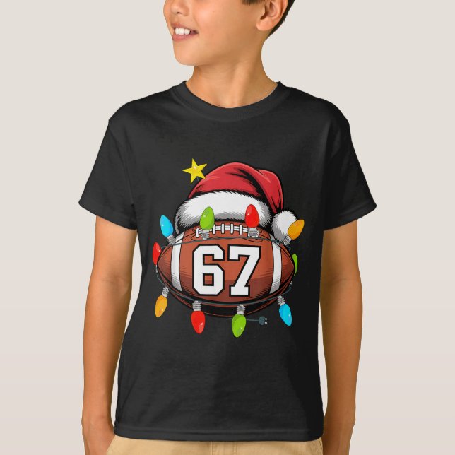 T-shirt Christmas 67 Meme Football Santa Hat Funny Xmas Bo (Devant)