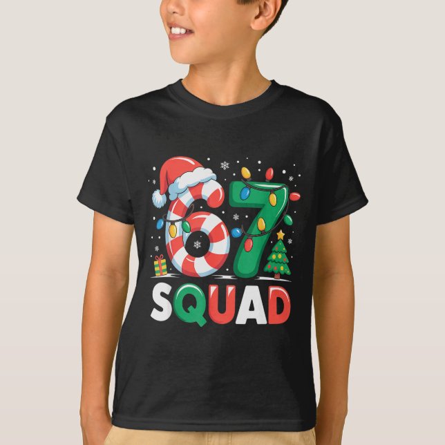 T-shirt Christmas 67 Squad Funny Candy Cane Lights Holiday (Devant)