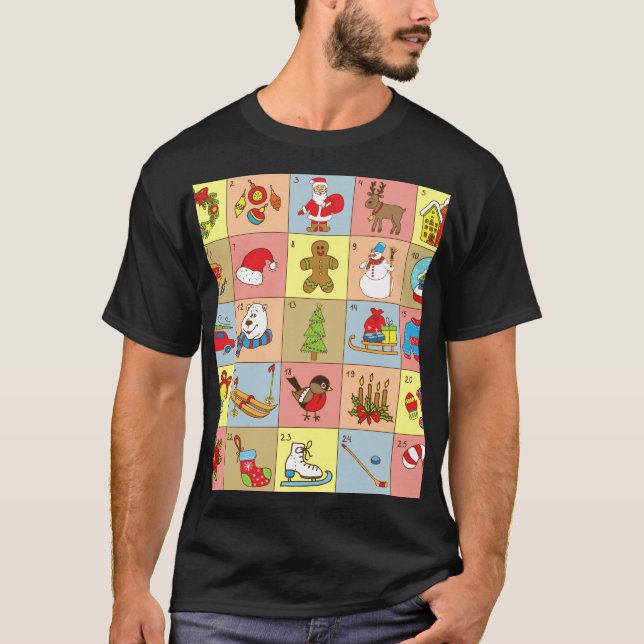 T-shirt Christmas Advent : Collection d'éléments Doodle (Devant)