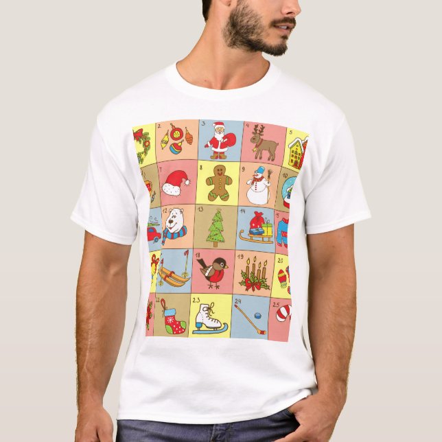 T-shirt Christmas Advent : Collection d'éléments Doodle (Devant)