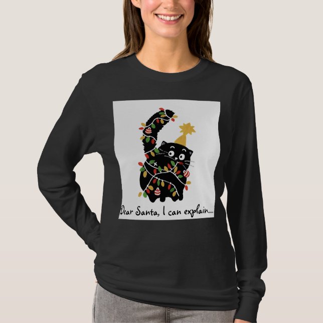 T-shirt Christmas Aesthetic Santa Cat Cute Funny (Devant)