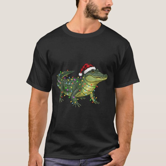 T-shirt Christmas Alligator Holiday Reptile Funny Festive  (Devant)