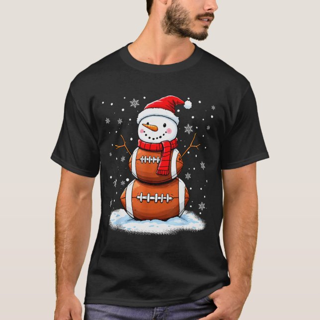 T-shirt Christmas American Football Snowman Xmas Srt Men B (Devant)