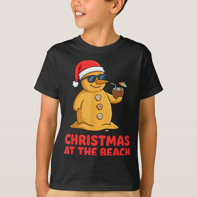 T-shirt Christmas At The Beach Shirt Funny Sandman Trocal  (Devant)