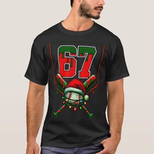 T-shirt Christmas Baseball Drip Number 67 Player Or 67th B (Devant)