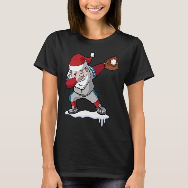 T-shirt Christmas Baseball Santa Claus Quarterback Boys Ki (Devant)