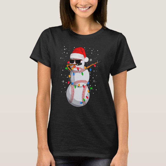 T-shirt Christmas Baseball Snowman Dabbing Pajamas For Boy (Devant)