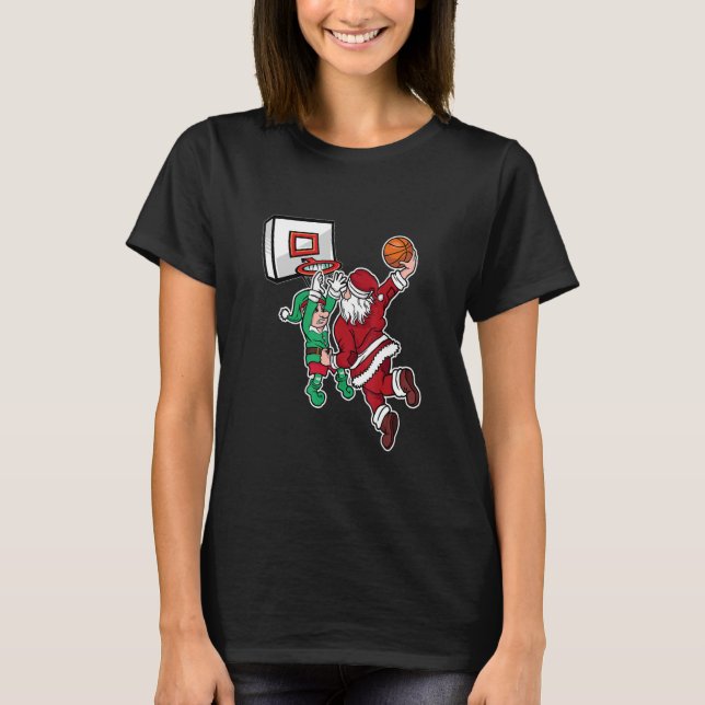 T-shirt Christmas Basketball Player Santa Dunk Xmas (Devant)