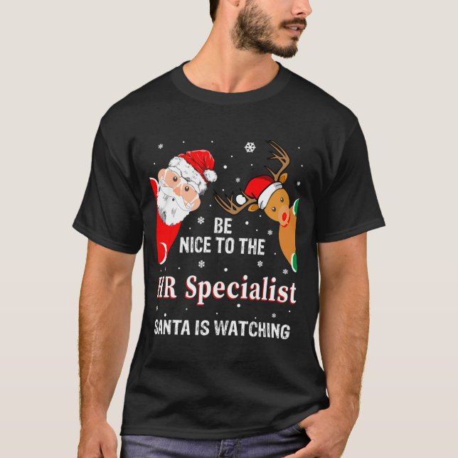 T-shirt Christmas Be Nice To The Hr Specialist Santa Long  (Devant)