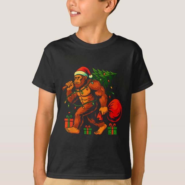 T-shirt Christmas Bigfoot Costume Men Boy Sasquatch Xmas T (Devant)