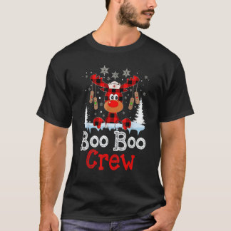 T-shirt Christmas Boo Boo Crew Reindeer Nurse Buffalo Plai