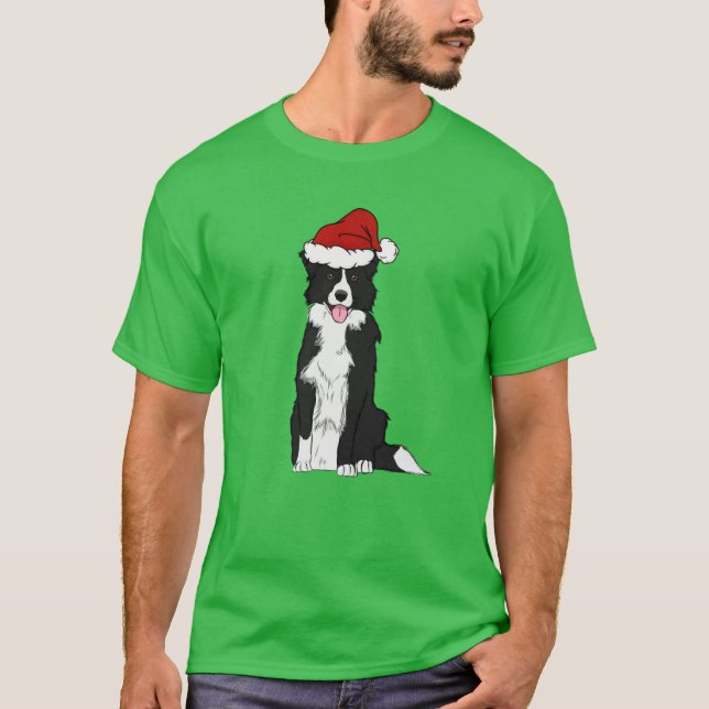 T-shirt Christmas Border Collie retro (Devant)
