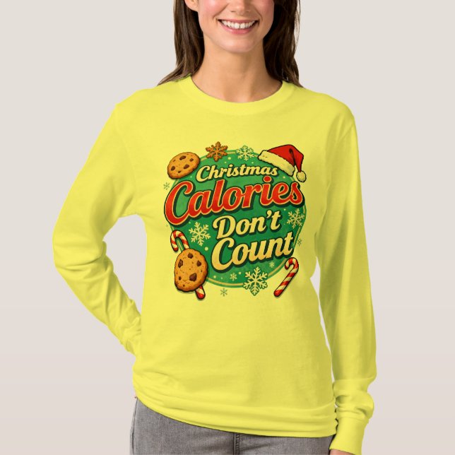T-shirt Christmas Calories Don’t Count Funny Santa Claus  (Devant)