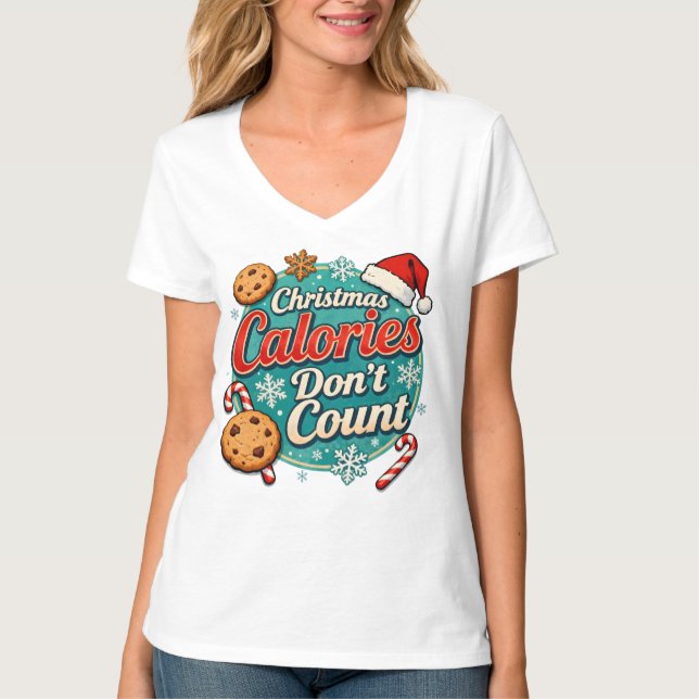 T-shirt Christmas Calories Don’t Count Funny Santa Claus  (Devant)