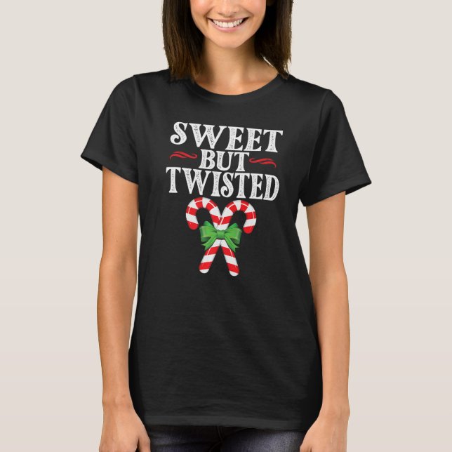T-shirt Christmas Candy Cane  Adults Sweet But Twisted (Devant)