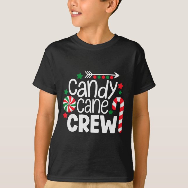 T-shirt Christmas Candy Cane Crew Shirt Women Girls Boys K (Devant)