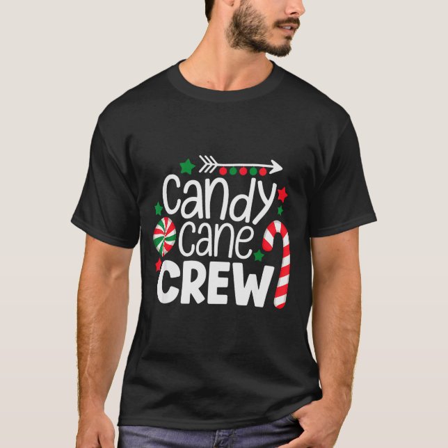 T-shirt Christmas Candy Cane Crew Shirt Women Girls Boys K (Devant)