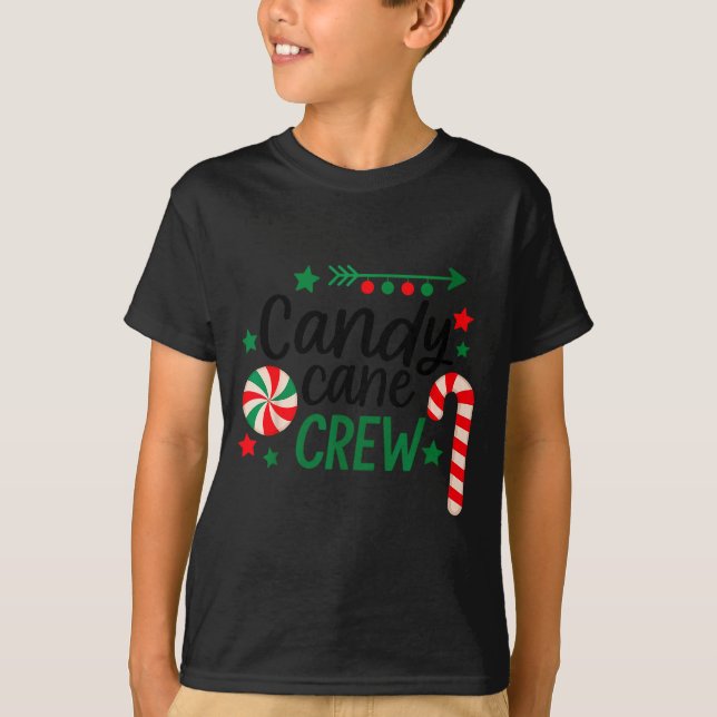T-shirt Christmas Candy Cane Crew Shirt Women Girls Boys K (Devant)