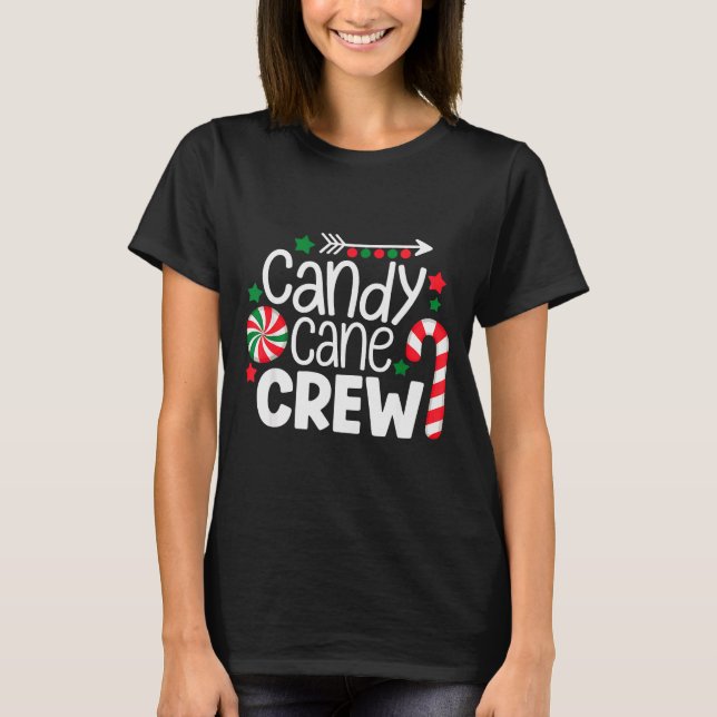 T-shirt Christmas Candy Cane Crew Shirt Women Girls Boys K (Devant)