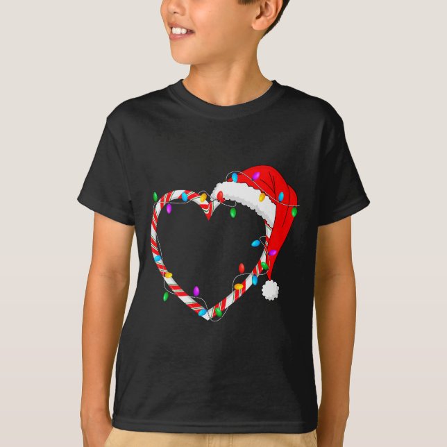 T-shirt Christmas Candy Cane Heart Funny Love Candy Men Wo (Devant)