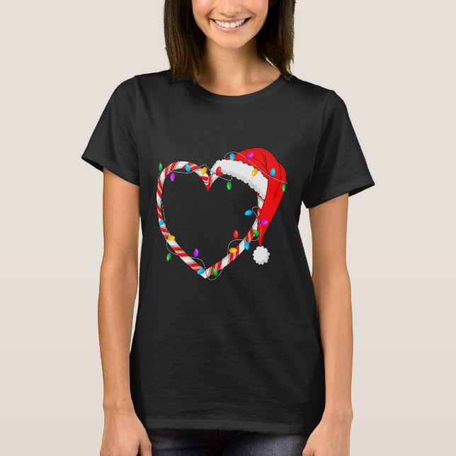 T-shirt Christmas Candy Cane Heart Funny Love Candy Men Wo (Devant)