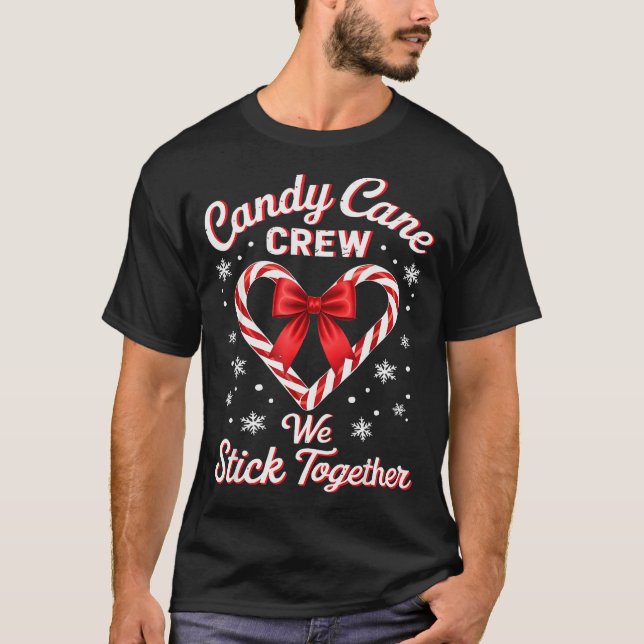 T-shirt Christmas Candy Cane Heart Holiday Family Matching (Devant)