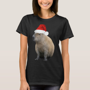 T-shirt Christmas Capybara Santa Hat