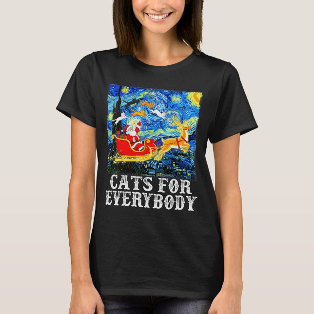 T-shirt Christmas Cats For Everybody Funny Santa Starry Ni (Devant)
