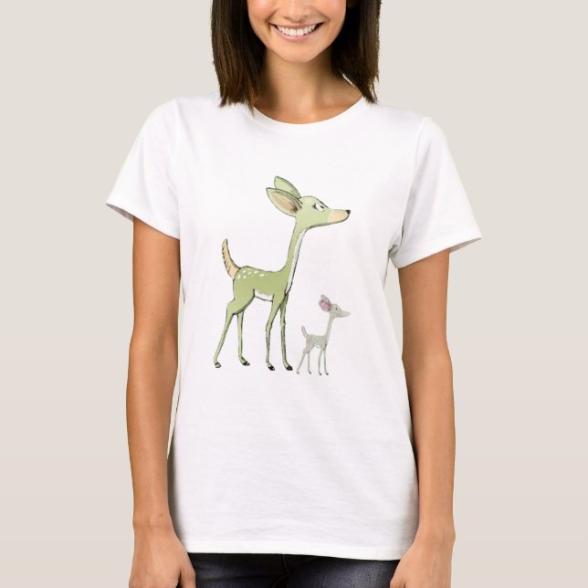 T-shirt Christmas Celebration Green Deers Holidays Cute (Devant)